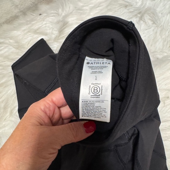 Athleta Sleek Black fleece lined Leggings - Picture 2 of 4